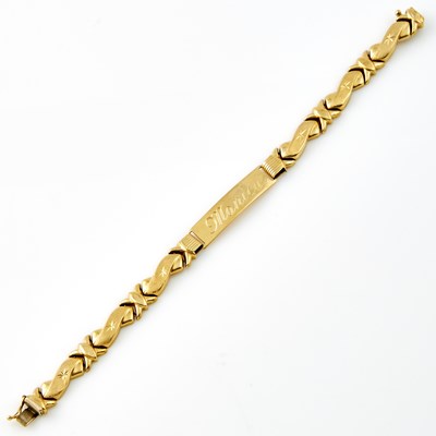 Lot 221 - Gold ID Bracelet, 14K 7 dwt.
