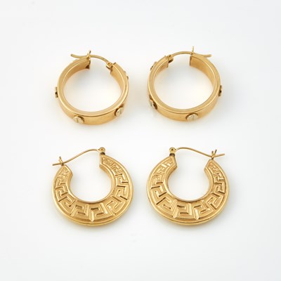 Lot 222 - Four Gold Earrings, 14K 6 dwt.