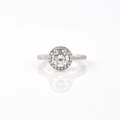 Lot 255 - Diamond Engagement Ring, 54 diamonds, center stone about 1.50 cts., 53 stones about 0.50 ct.,       Platinum 4 dwt.