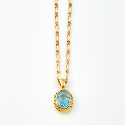 Lot 311 - Gold and Stone Pendant and Neck Chain, 18K 11 dwt. all