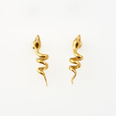 Lot 316 - Two Diamond Earrings, 18K 3 dwt.