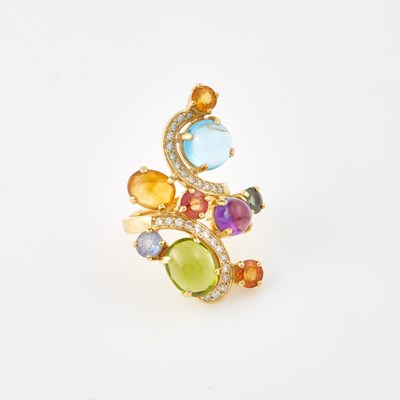 Lot 350 - Diamond and Stone Ring, 14K 10 dwt. all