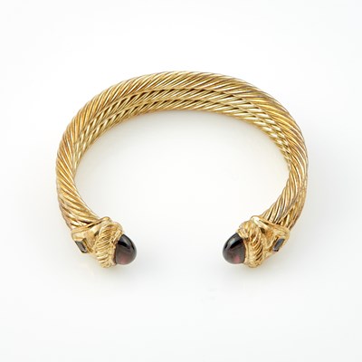 Lot 375 - Gold and Stone Rigid Bracelet, 14K 29 dwt. all, bears signature David Yurman