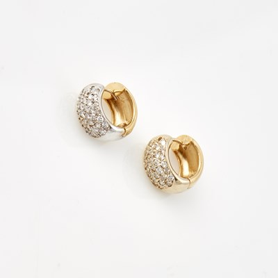 Lot 381 - Two Diamond Earrings, 64 diamonds about 1.25 cts., 14K 4 dwt.