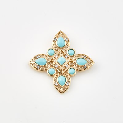 Lot 393 - Diamond and Stone Pendant, 12 diamonds, 14K 3 dwt. all