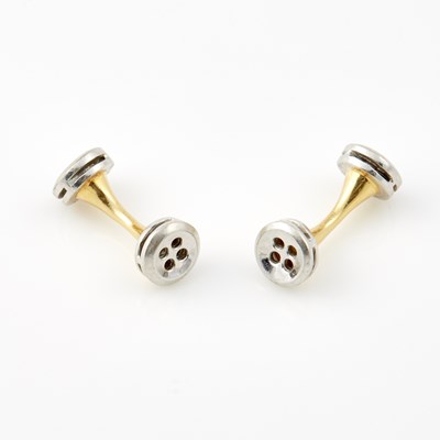 Lot 402 - Two Gold Cuff Links, Platinum and 18K 11 dwt. all