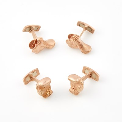Lot 404 - Four Gold Cuff Links, 14K 27 dwt.