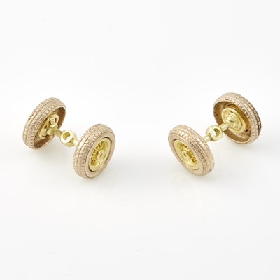 Lot 405 - Two Gold Cuff Links, in 4 parts, 18K 19 dwt.