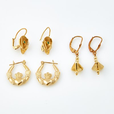 Lot 488 - Six Gold and Stone Earrings, 18K and 14K 4 dwt. all