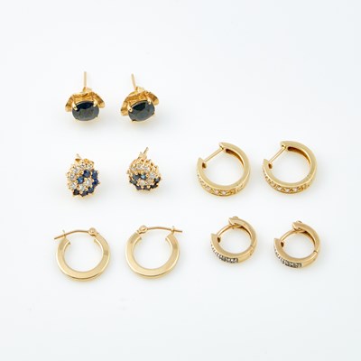 Lot 501 - Ten Gold and Stone Earrings, 14K 7 dwt. all