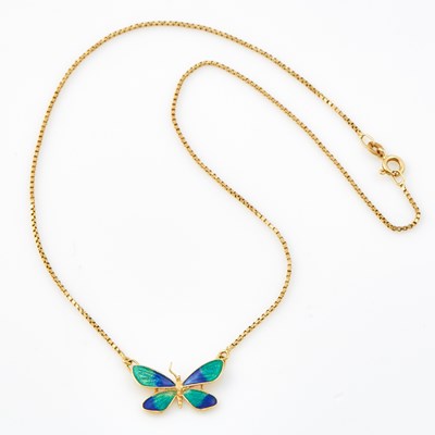 Lot 502 - Gold and Enamel Necklace, 18K 3 dwt. all, damaged