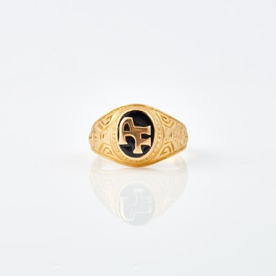 Lot 605 - Gold and Stone Initial Ring, 18K 2 dwt. all