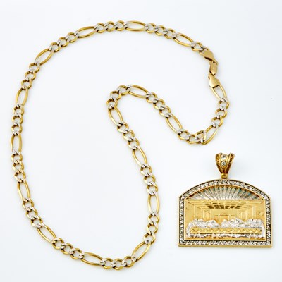 Lot 631 - Gold and Stone Pendant and Neck Chain, 10K 42 dwt. all