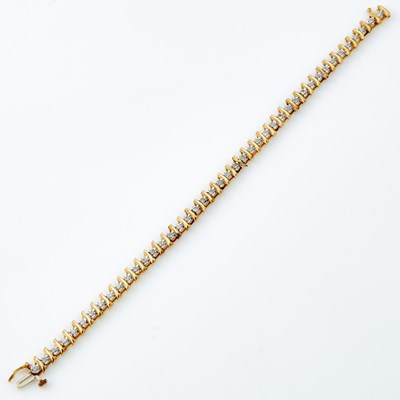 Lot 707 - Diamond Tennis Bracelet, 10K 6 dwt., damaged