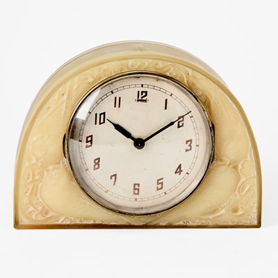 Lot 326 - Lalique Molded Glass Clock: Moineaux