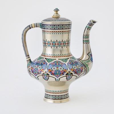Lot 208 - Russian Silver and Champlevé Enamel Tea and Coffee Service