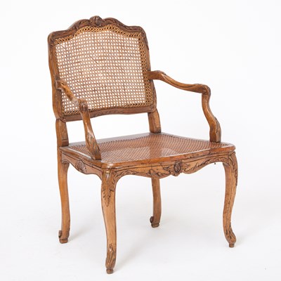 Lot 108 - Louis XV Caned Walnut Fauteuil