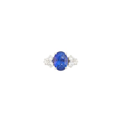 Lot 1166 - White Gold, Sapphire and Diamond Ring