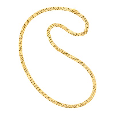 Lot 1132 - Long Gold Curb Link Chain Necklace