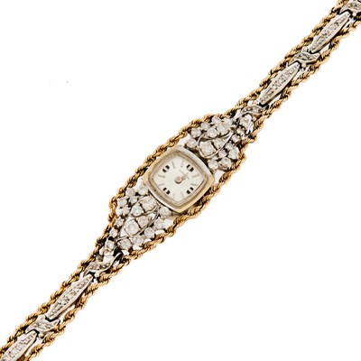 Lot 2075 - Croton Two-Color Gold and Diamond Wristwatch