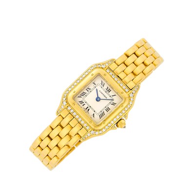 Lot 68 - Cartier Gold and Diamond 'Panthère Wristwatch