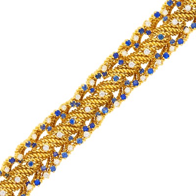 Lot 104 - Gold, Diamond and Sapphire Bracelet