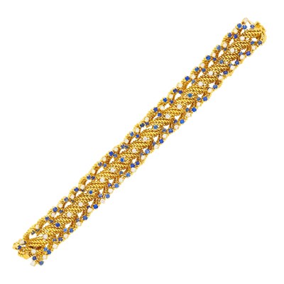Lot 104 - Gold, Diamond and Sapphire Bracelet