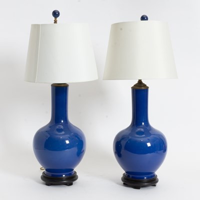 Lot 166 - Pair of Blue Glazed Ceramic Vases