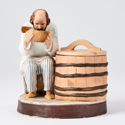 Lot 305 - Russian Porcelain Figure of a Seated Man Drinking