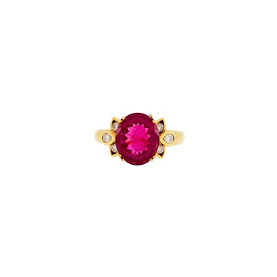 Lot 2260 - Gold, Pink Tourmaline and Diamond Ring