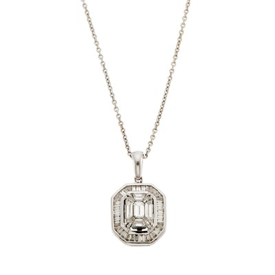 Lot 2099 - White Gold and Diamond Pendant with Chain Necklace