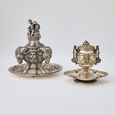 Lot 90 - Two Silver Plated Inkwells
