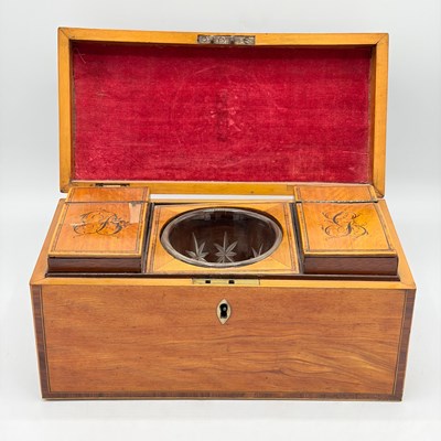 Lot 1094 - George III Inlaid Satinwood and Rosewood Tea Caddy