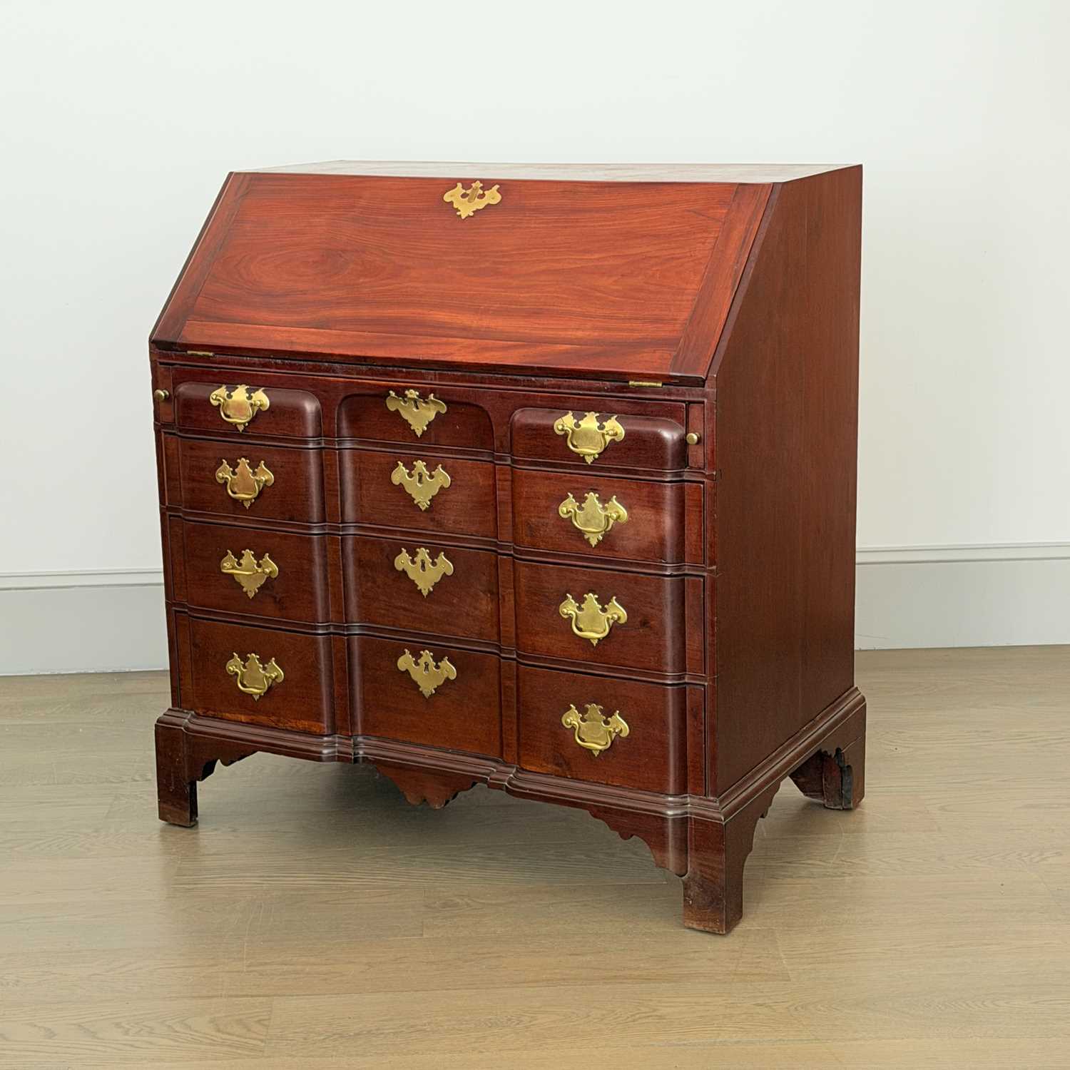 Lot 1086 - Chippendale Mahogany Block-front Slant-lid Desk