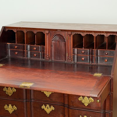 Lot 1086 - Chippendale Mahogany Block-front Slant-lid Desk