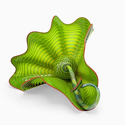 Lot 1077 - Dale Chihuly Blown Glass Two-Piece Parrot Green Persian Set