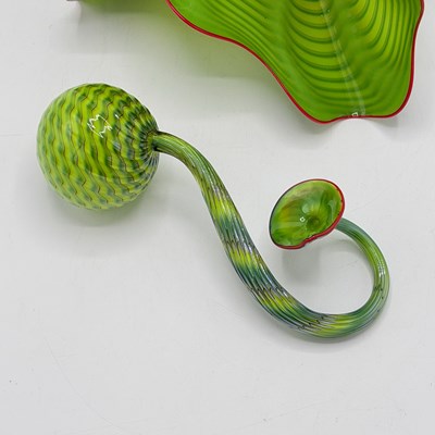 Lot 1077 - Dale Chihuly Blown Glass Two-Piece Parrot Green Persian Set
