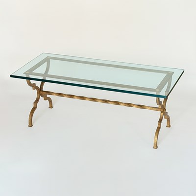 Lot 1116 - Glass and Gilt Wrought Iron Low Table