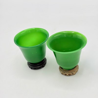 Lot 1118 - Two Chinese Peking Green Glass Cups