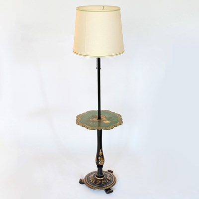 Lot 1119 - Paint Decorated Composition Floor Lamp Table