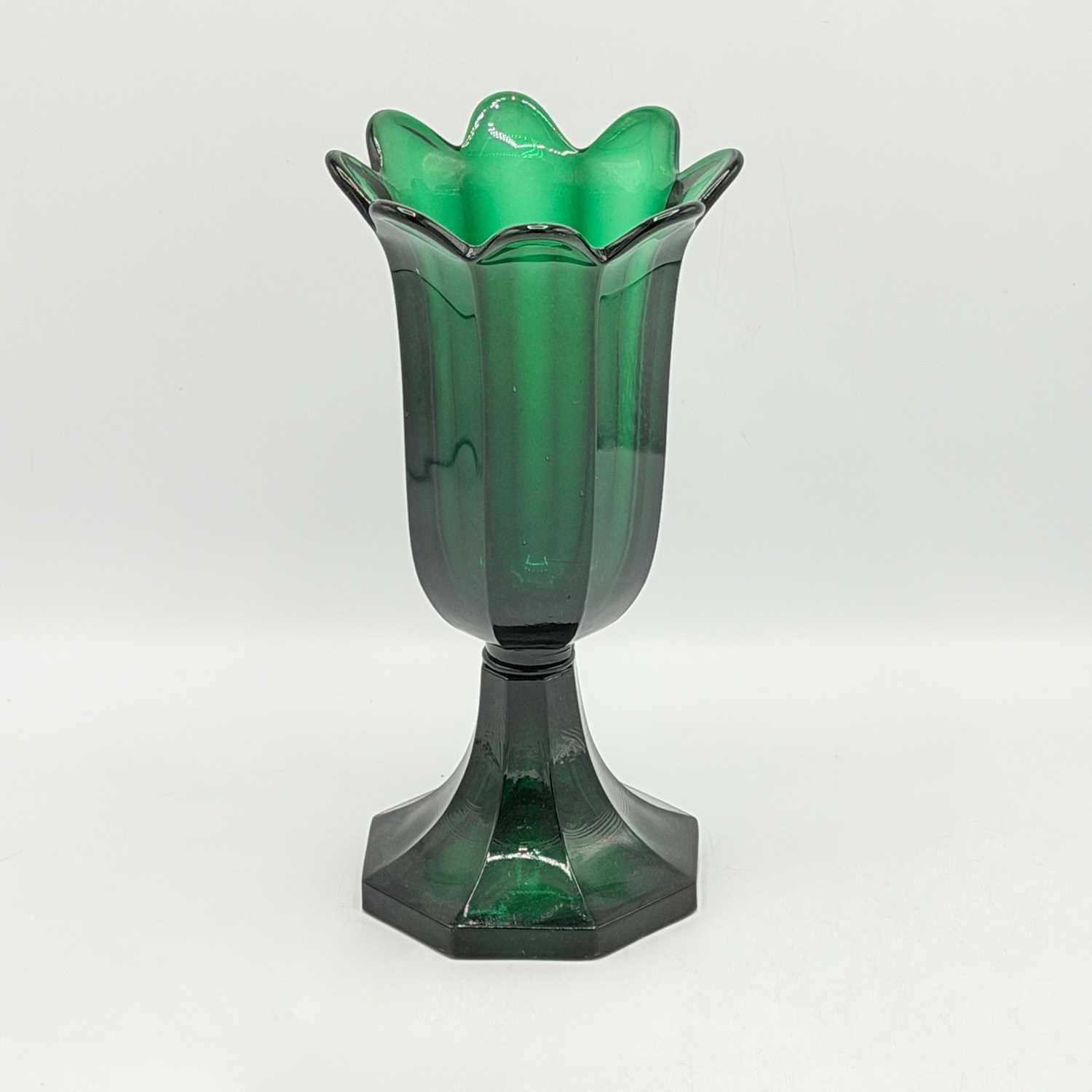 Lot 1141 - Pressed Emerald Green Tulip Vase