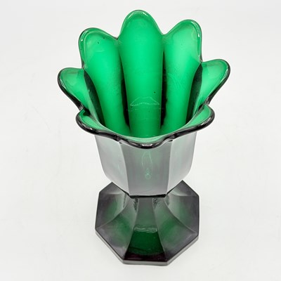 Lot 1141 - Pressed Emerald Green Tulip Vase