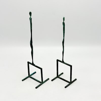 Lot 1096 - Pair of Patinated Bronze Bookends