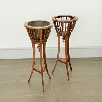 Lot 1153 - Pair of George III Style Inlaid Mahogany Plant Stands