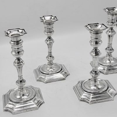 Lot 1218 - Set of Four American Sterling Silver Candlesticks