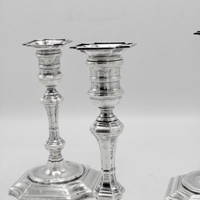 Lot 1218 - Set of Four American Sterling Silver Candlesticks