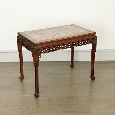 Lot 1156 - Chinese Marble Top Hardwood Side Table