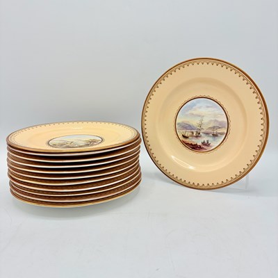 Lot 1163 - Set of Eleven Handpainted Dessert Plates