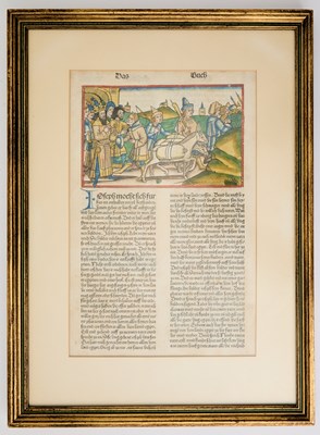 Lot 1111 - A group of eight illustrated leaves from incunabula