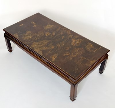 Lot 1180 - Brown Lacquered and Gilt Chinoiserie-decorated Wood Low Table